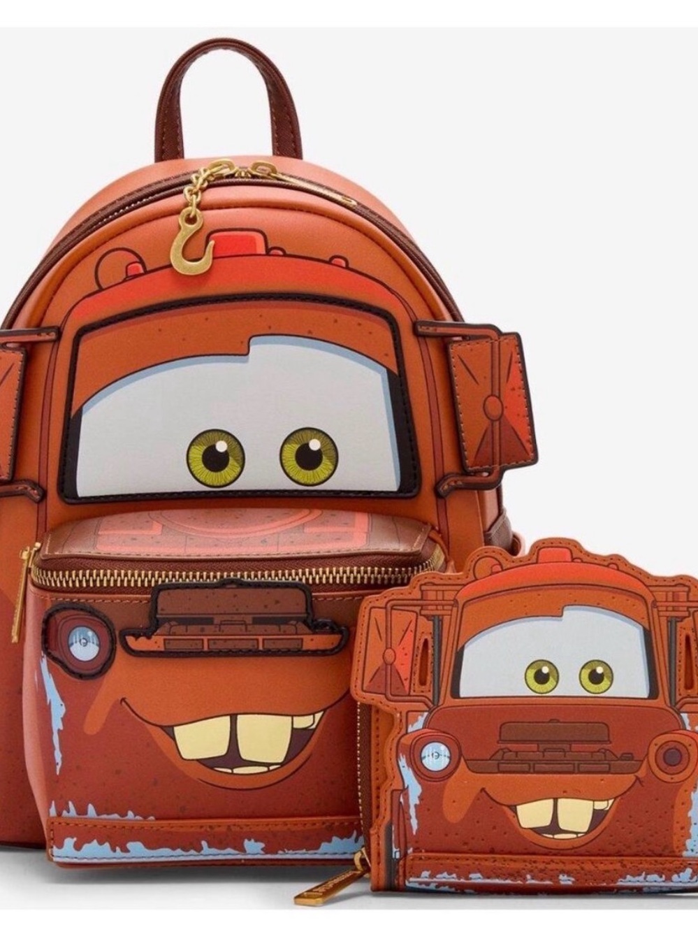 Loungefly Disney Pixar Cars Figural Mater Light-Up Mini Backpack & wallet